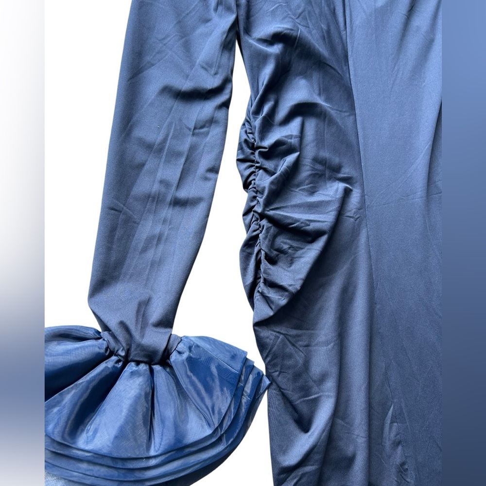 NWT Commense Elegant Ruffle Split Jersey Long Dre… - image 9